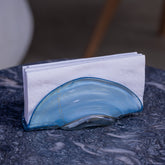 Porta Guardanapo leque azul degrade com ouro